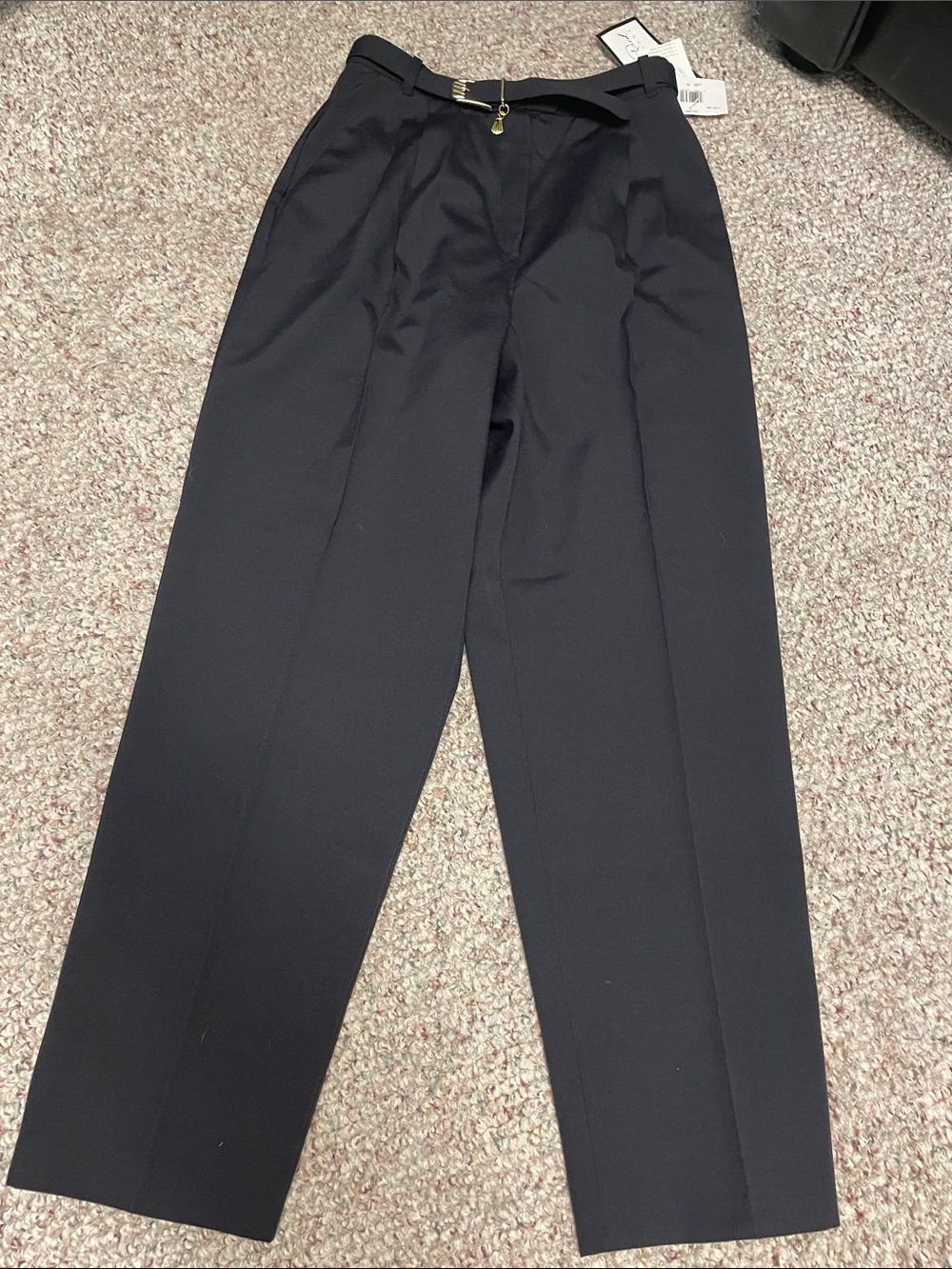 Vintage 90s belted Black wide leg high rise Dress Trousers - nwt
